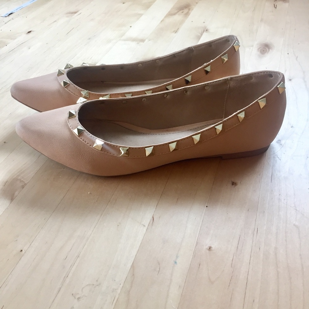 Misguided Stud Pointed Almond Toe Flats